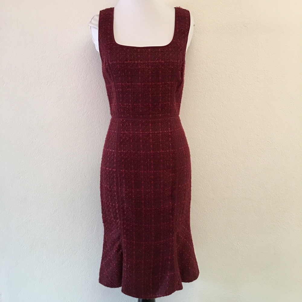 Tory Burch Red Plaid Sheath Dress Sleeveless 0